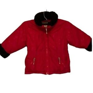 COPPER KEY Toddler Girls Red Winter Coat Fur Trim Little Girls Winter Coat Small
